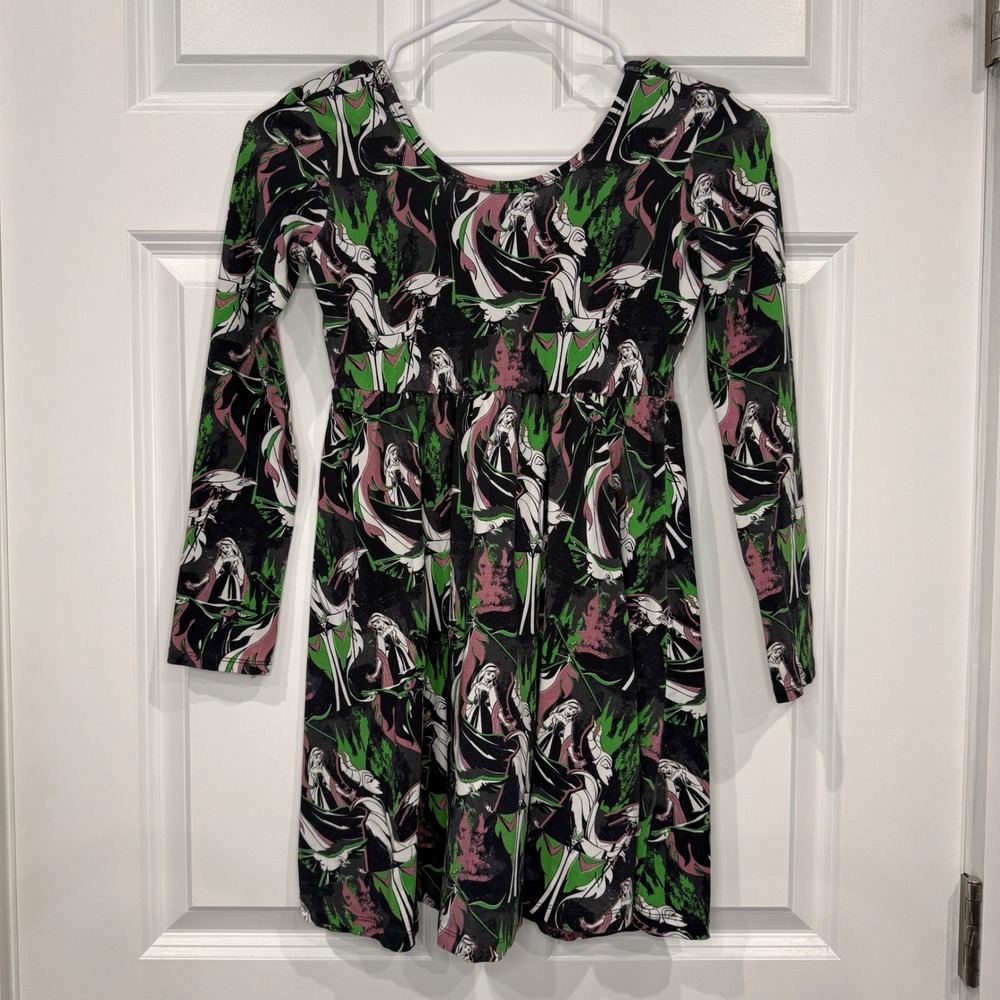Disney Rags Maleficent‎ Evil Queen Skater Dress Girls Size 7/8 Long Sleeve